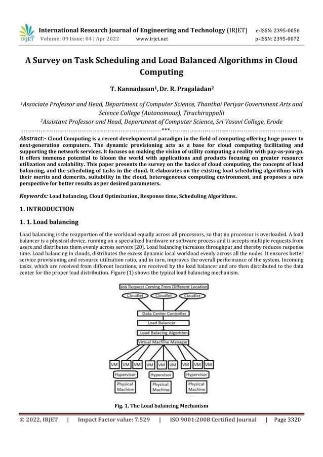 A Survey on Task Scheduling and Load Balanced Algorithms in Cloud ...