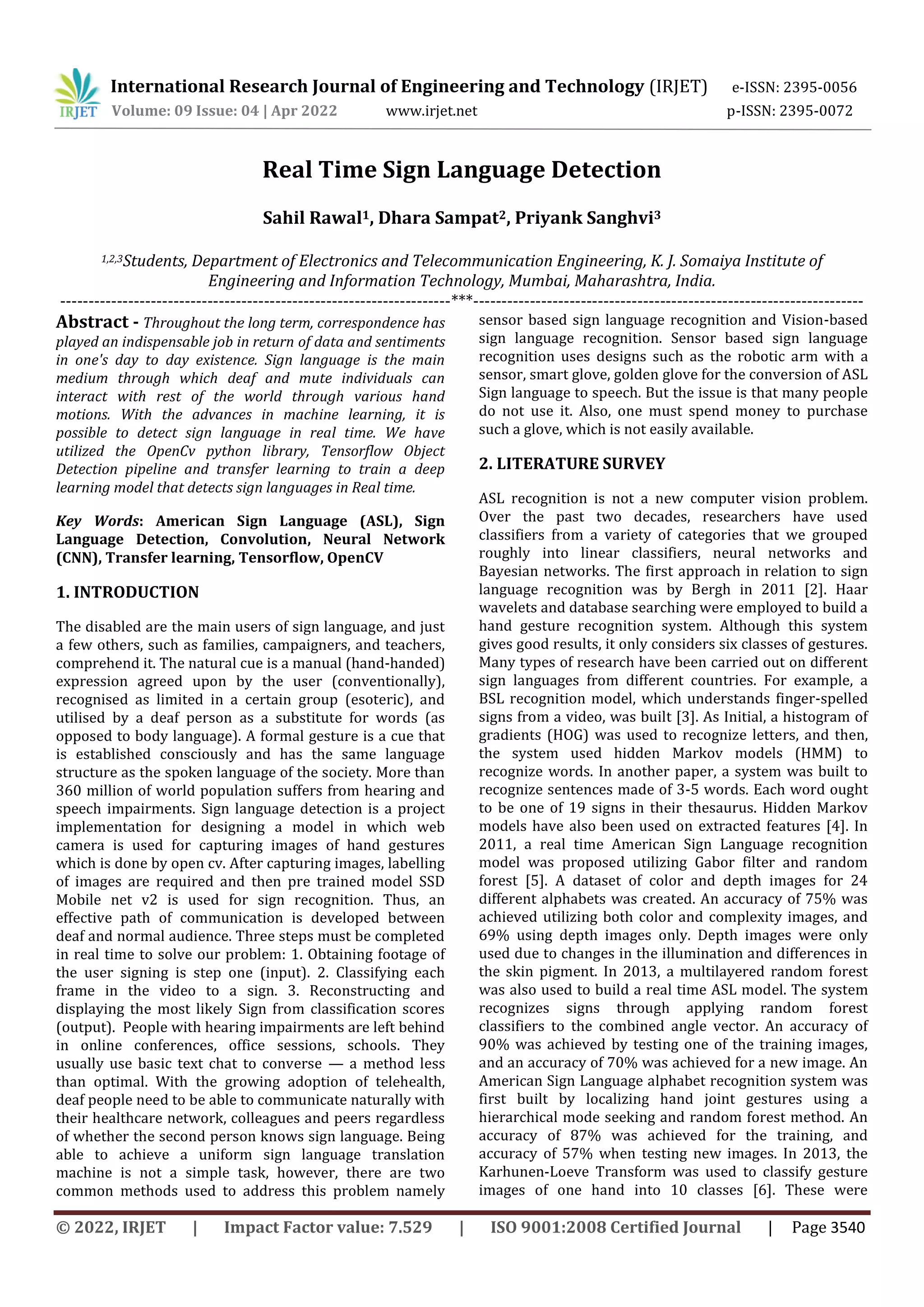 Real Time Sign Language Detection | PDF | Artificial Intelligence ...