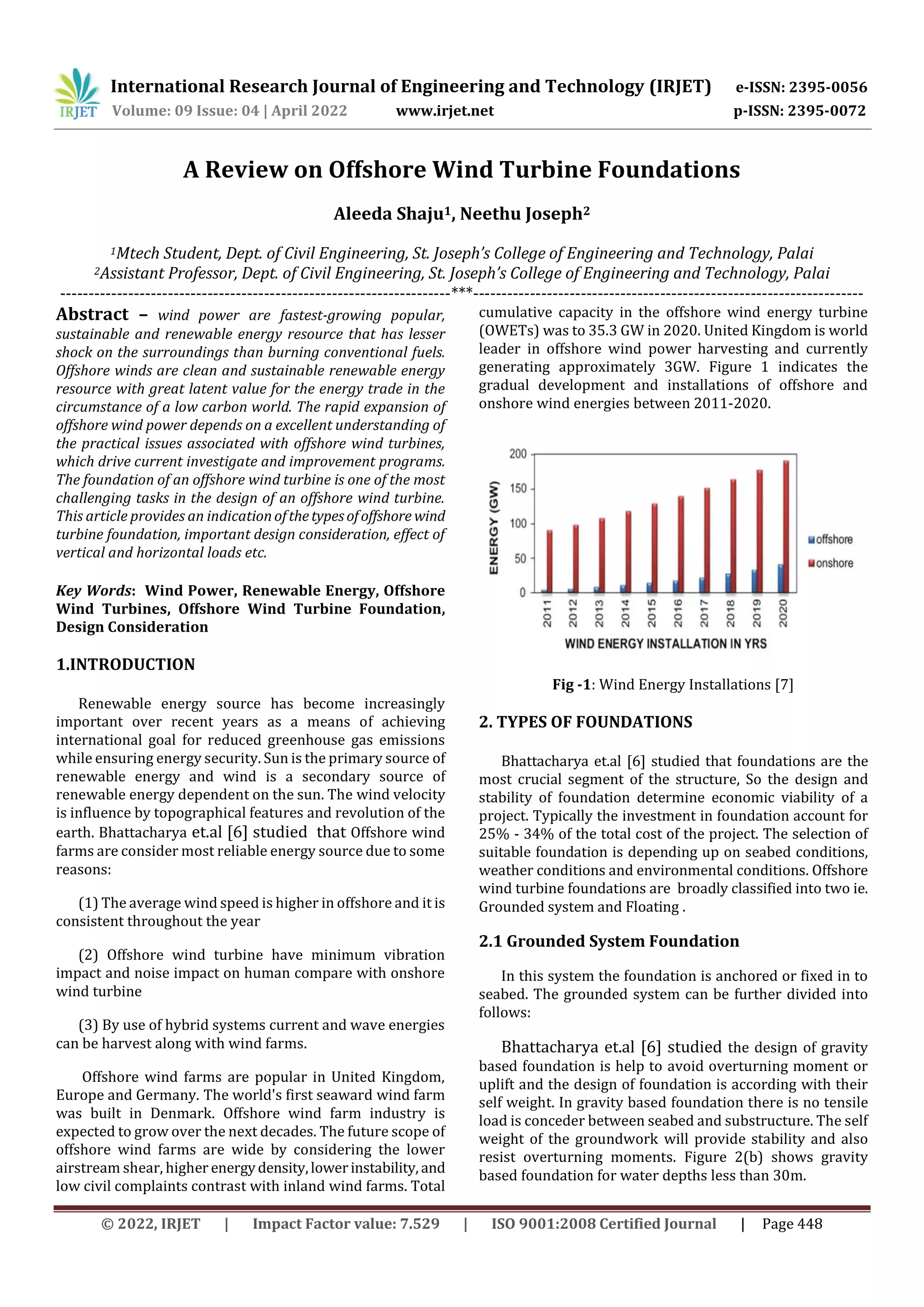 A Review on Offshore Wind Turbine Foundations | PDF