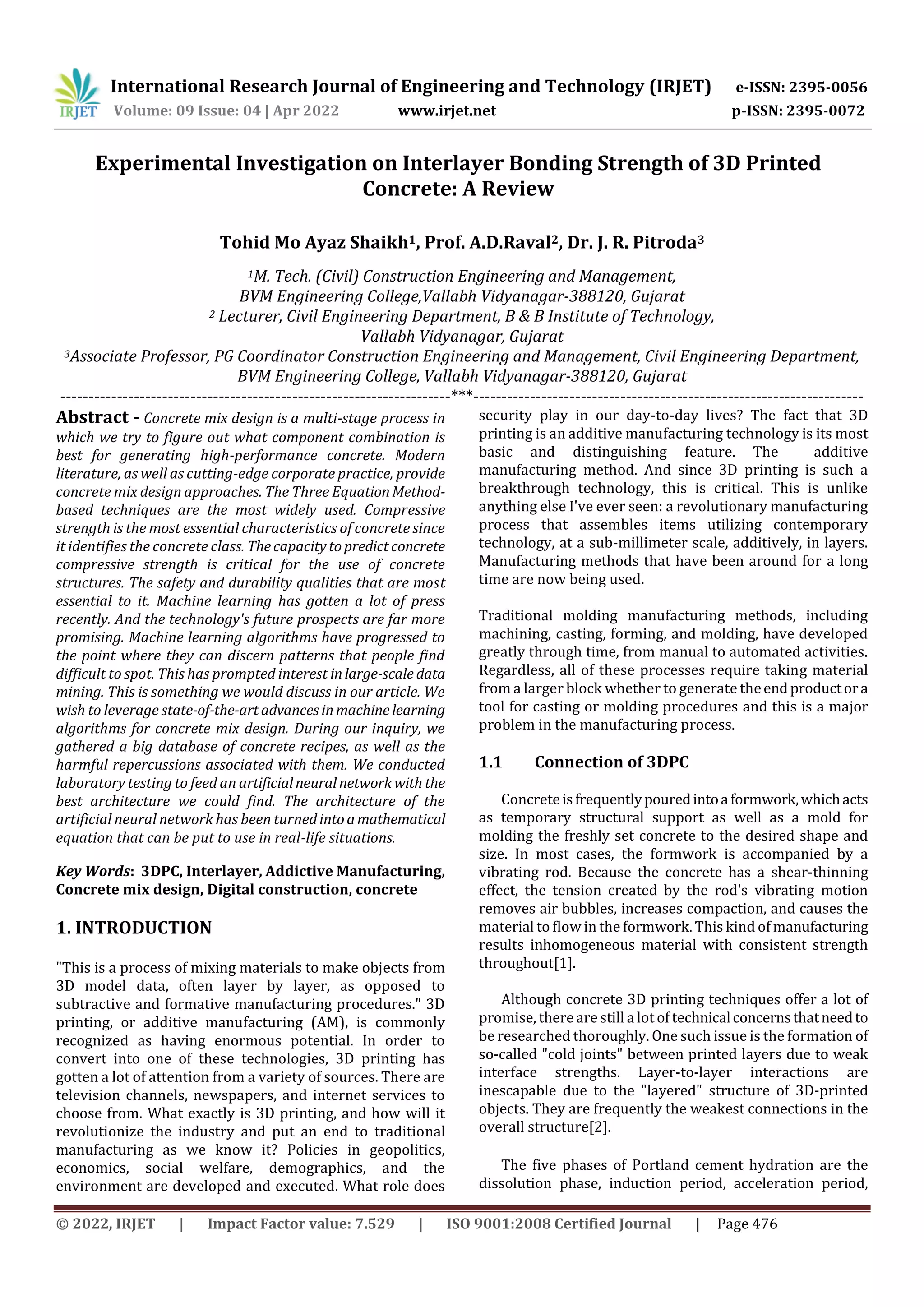Experimental Investigation on Interlayer Bonding Strength of 3D Printed ...
