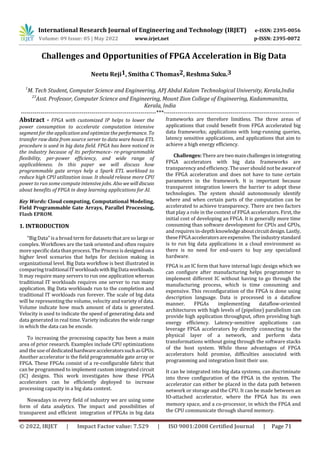 Challenges and Opportunities of FPGA Acceleration in Big Data | PDF