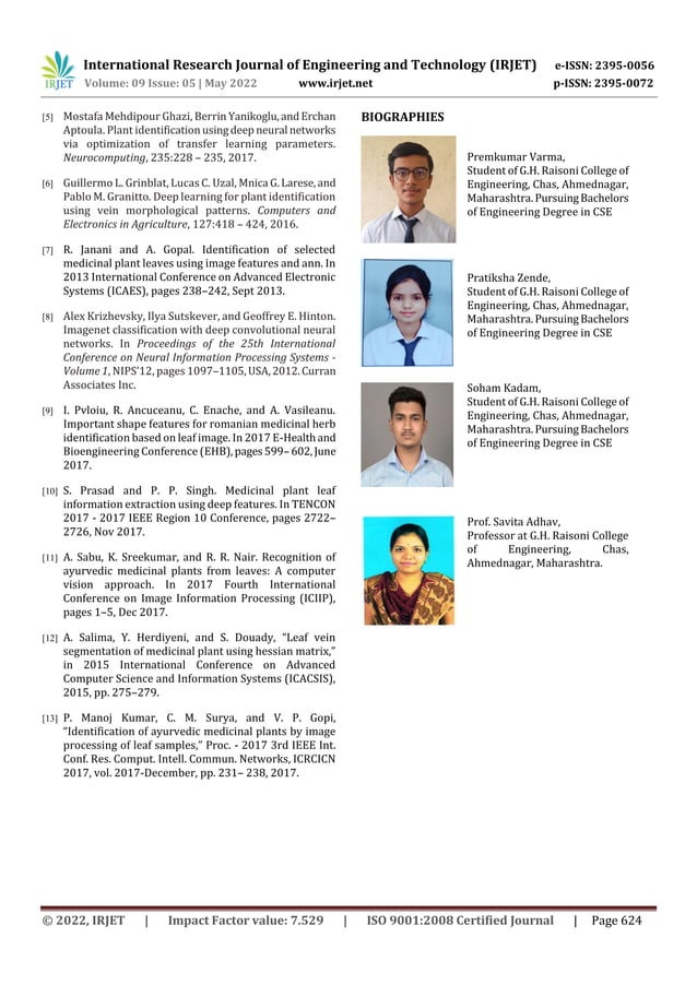 Ayur-Vriksha A Deep Learning Approach for Classification of Medicinal ...