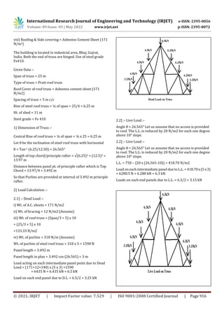 Research Paper on Analysis and Design of Steel Truss by using Angle and ...