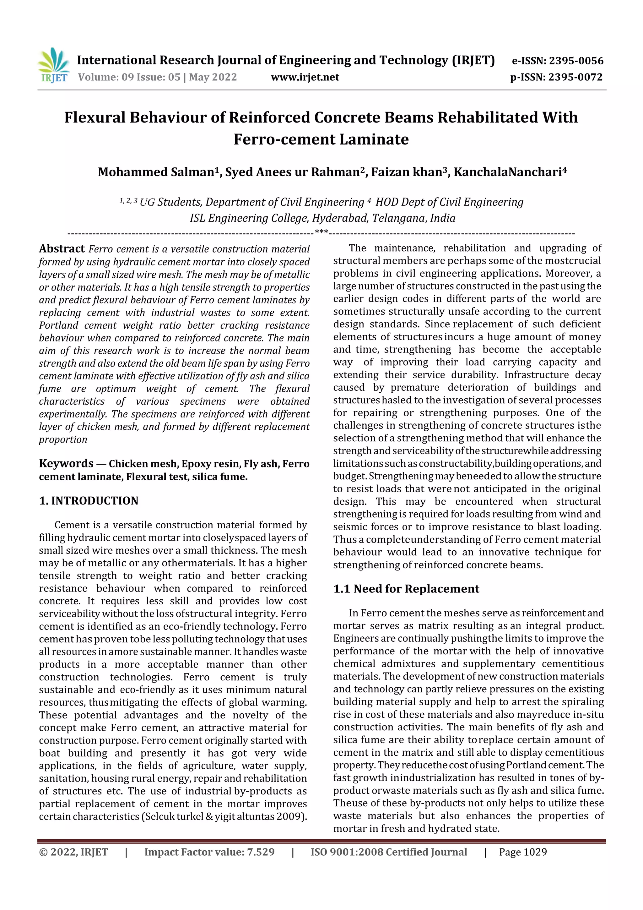 Flexural Behaviour of Reinforced Concrete Beams Rehabilitated With ...