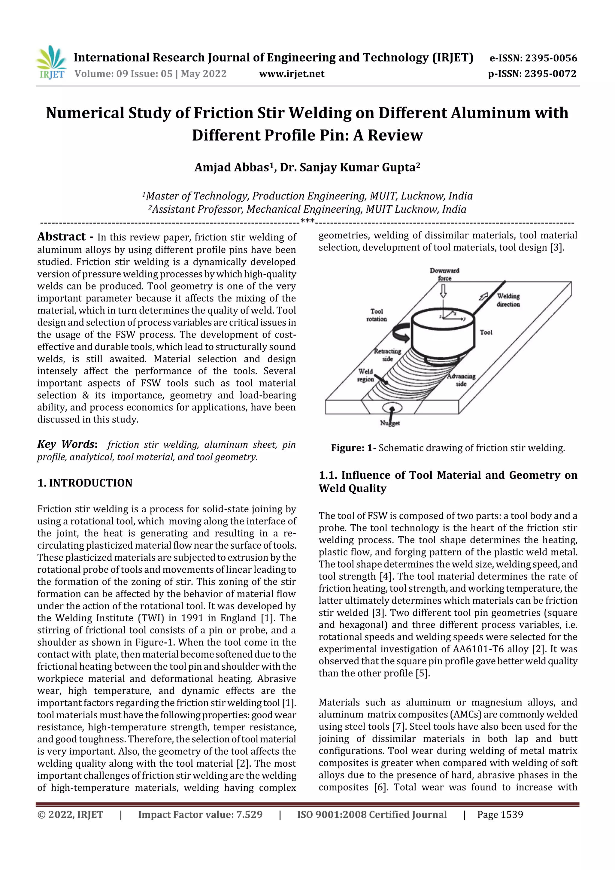 Numerical Study of Friction Stir Welding on Different Aluminum with ...