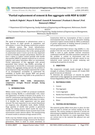 “Partial replacement of cement & fine aggregate with MDP & GGBS” | PDF