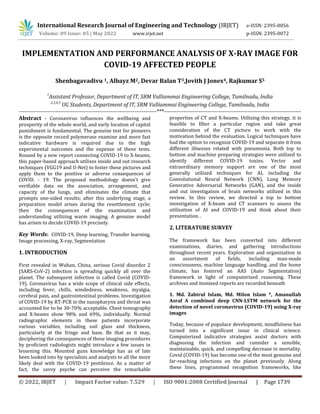 IMPLEMENTATION AND PERFORMANCE ANALYSIS OF X-RAY IMAGE FOR COVID-19 AFFECTED PEOPLE