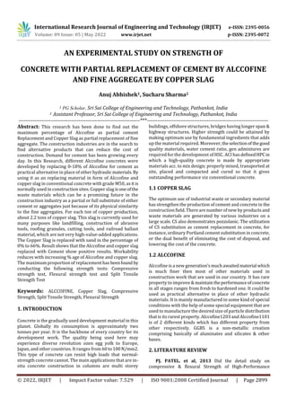 AN EXPERIMENTAL STUDY ON STRENGTH OF CONCRETE WITH PARTIAL REPLACEMENT ...