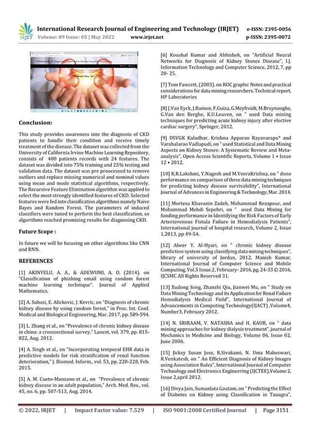 Diagnosing Chronic Kidney Disease using Machine Learning | PDF