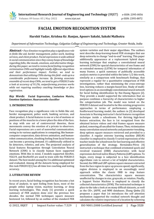 FACIAL EMOTION RECOGNITION SYSTEM | PDF