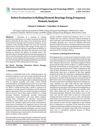 Defect Evaluation in Rolling Element Bearings Using Frequency Domain ...