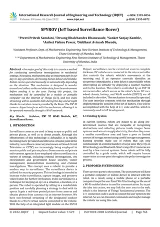 SPYROV (IoT based Surveillance Rover) | PDF
