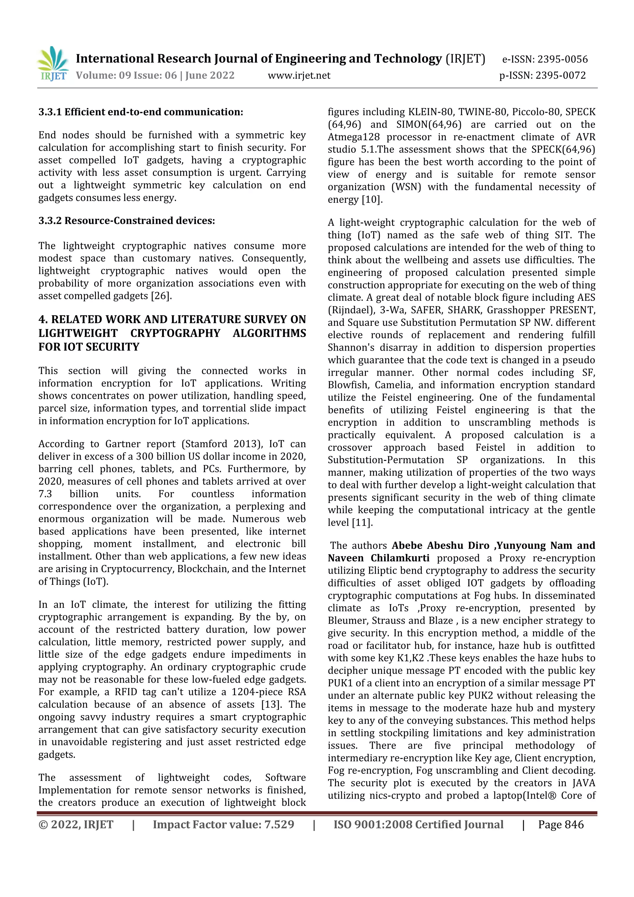 Lightweight Cryptography Algorithms for Security of IoT Devices: A ...