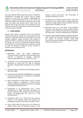 An Overview of Explosive Energy Utilization in Mining | PDF