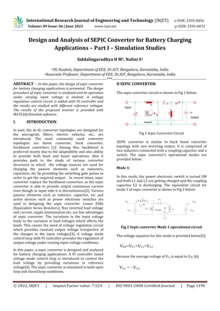 Design and Analysis of SEPIC Converter for Battery Charging ...