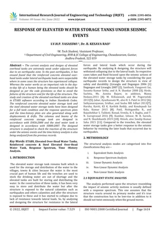 RESPONSE OF ELEVATED WATER STORAGE TANKS UNDER SEISMIC EVENTS | PDF