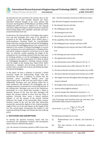 TWO WAREHOUSE INVENTORY MODEL FOR DETERIORATING THINGS WITH SHORTAGES ...
