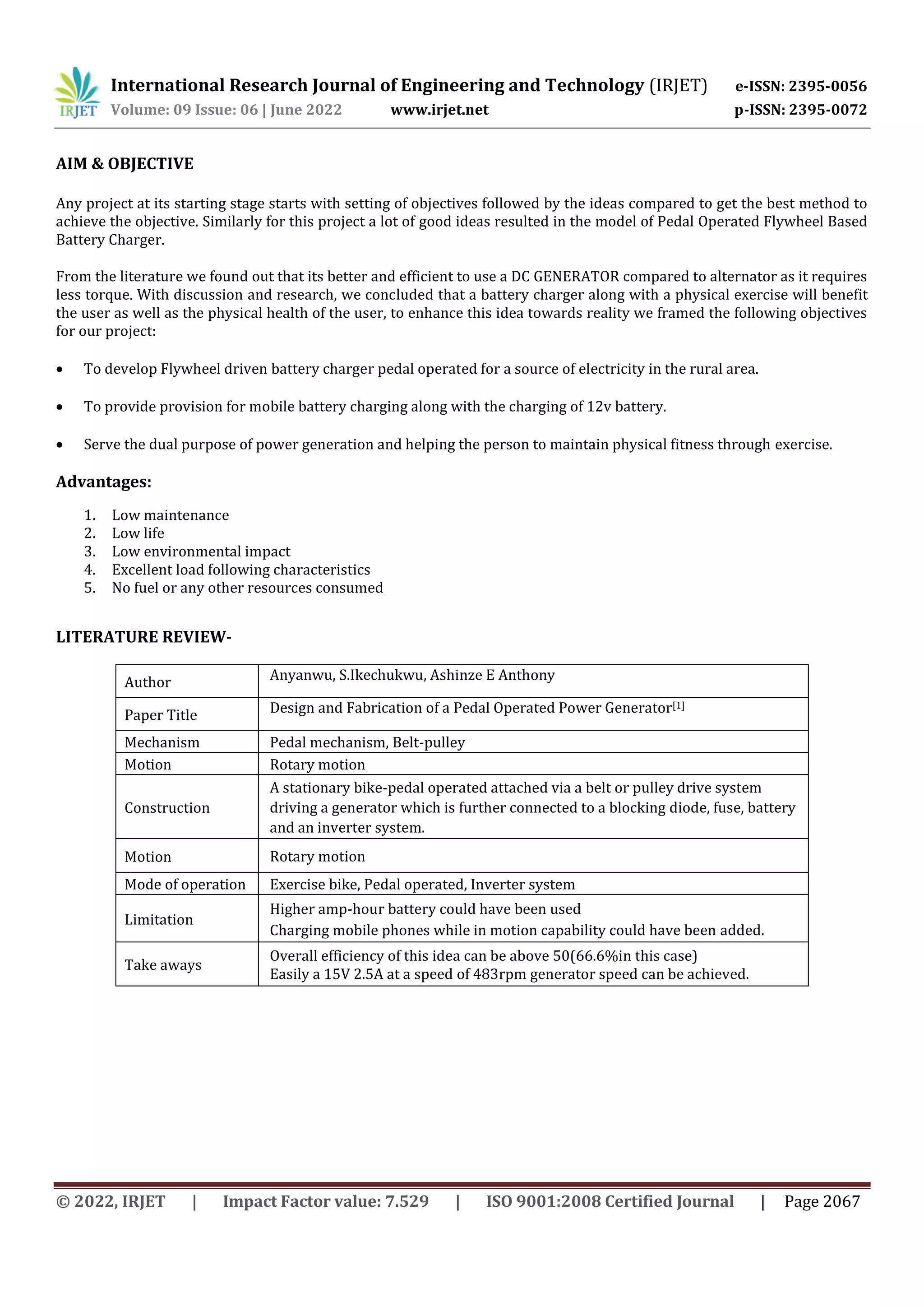 DESIGN AND FABRICATION OF FLYWHEEL DRIVEN BATTERY CHARGER PDF