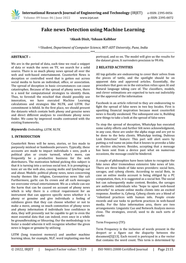 Fake news Detection using Machine Learning | PDF | Computing ...