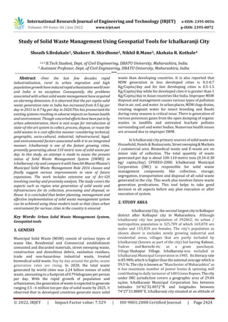 Study of Solid Waste Management Using Geospatial Tools for Ichalkaranji ...