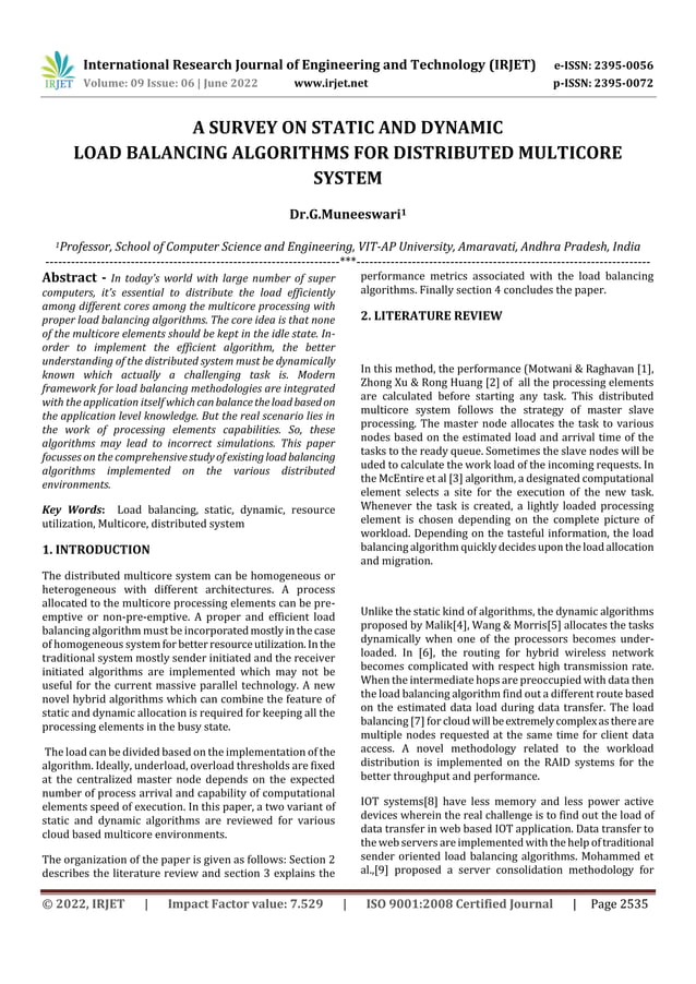 A SURVEY ON STATIC AND DYNAMIC LOAD BALANCING ALGORITHMS FOR ...