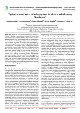 “Optimization of battery Cooling system for electric vehicle using ...