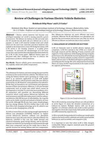 Review of Challenges in Various Electric Vehicle Batteries | PDF