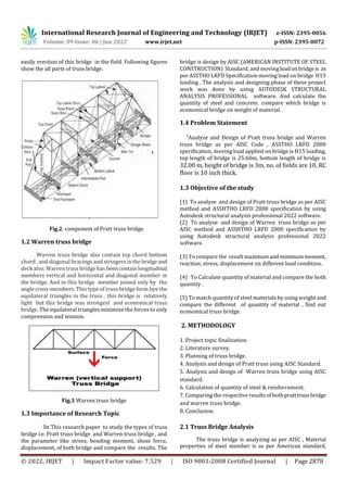 Truss Project Using Paper “Comparative Analysis And Design Of Pratt Truss Bridge And Warren Truss ...
