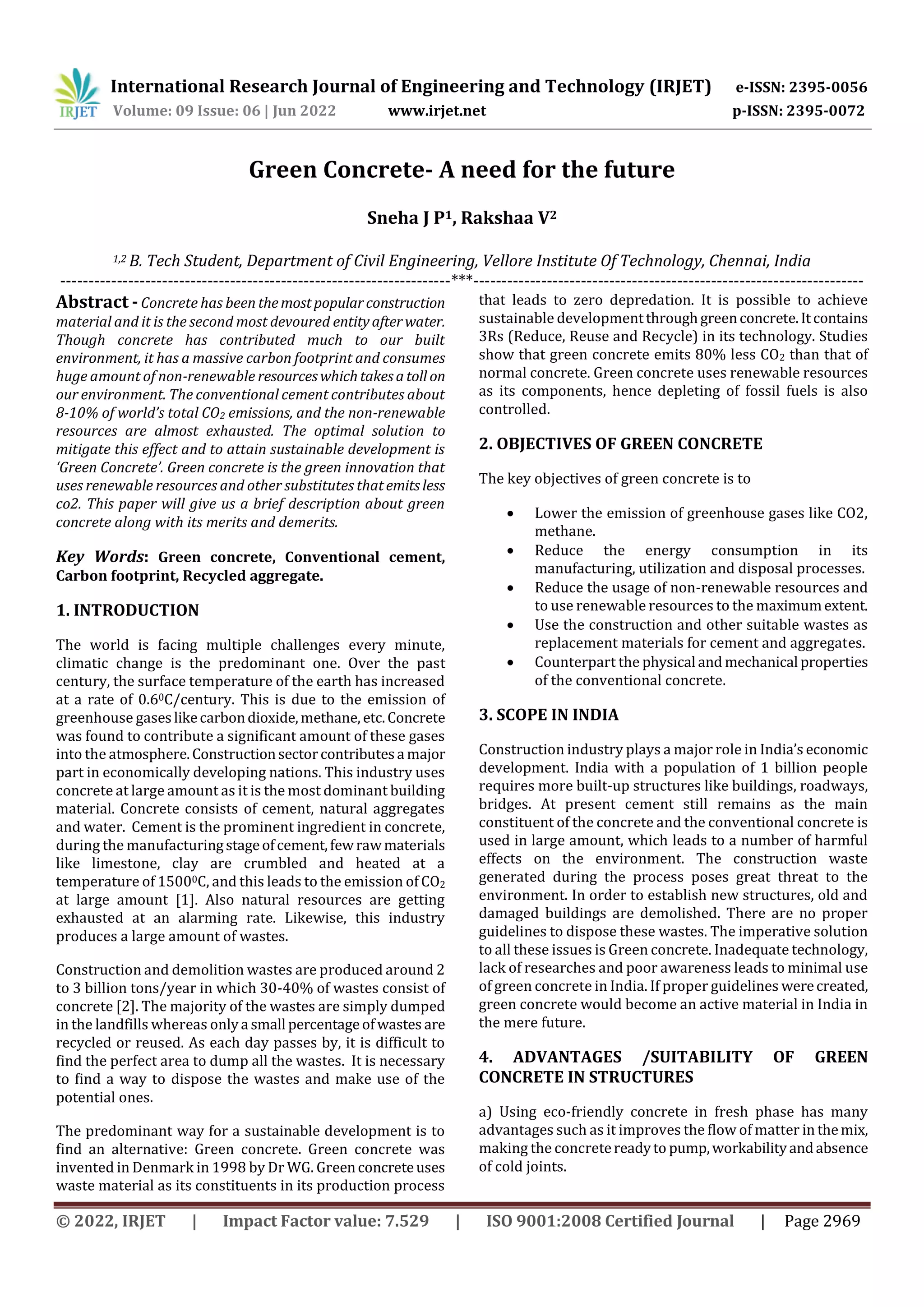 Green Concrete- A need for the future | PDF