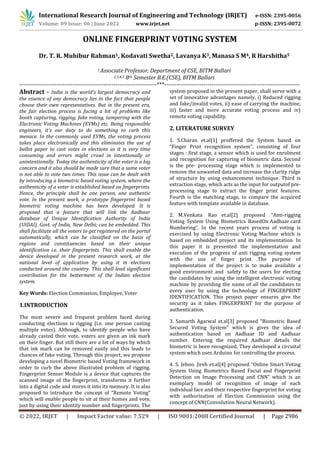 ONLINE FINGERPRINT VOTING SYSTEM | PDF | Elections | Politics