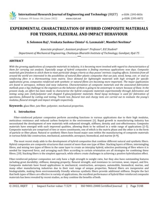 EXPERIMENTAL CHARACTRIZATION OF HYBRID COMPOSITE MATERIALS FOR TENSION ...