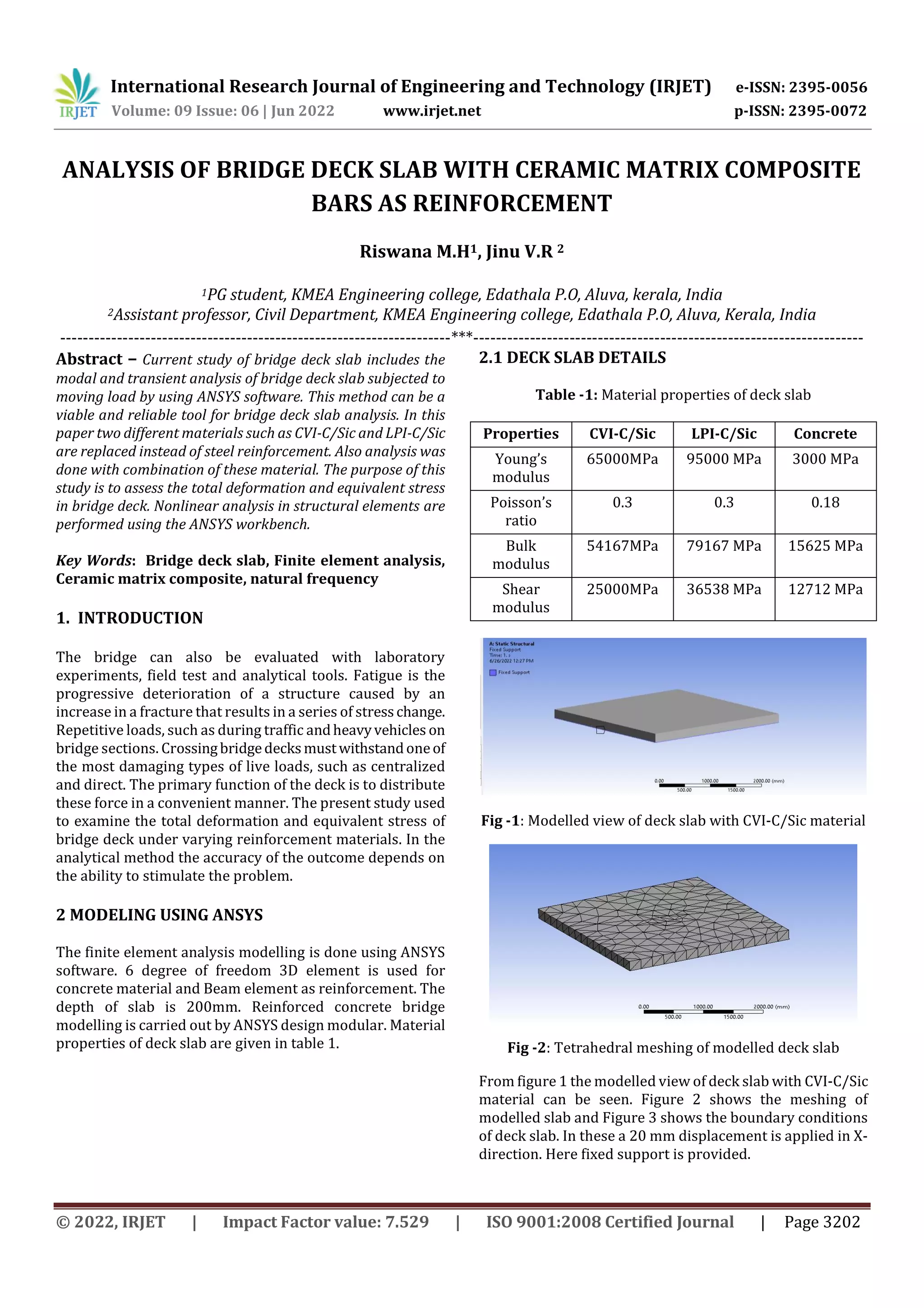 ANALYSIS OF BRIDGE DECK SLAB WITH CERAMIC MATRIX COMPOSITE BARS AS ...