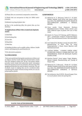 Making Of Economical Plastic Tiles Using Plastic Waste | PDF