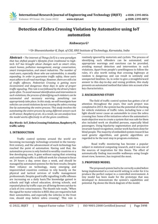 Detection of Zebra Crossing Violation by Automotive using IoT ...