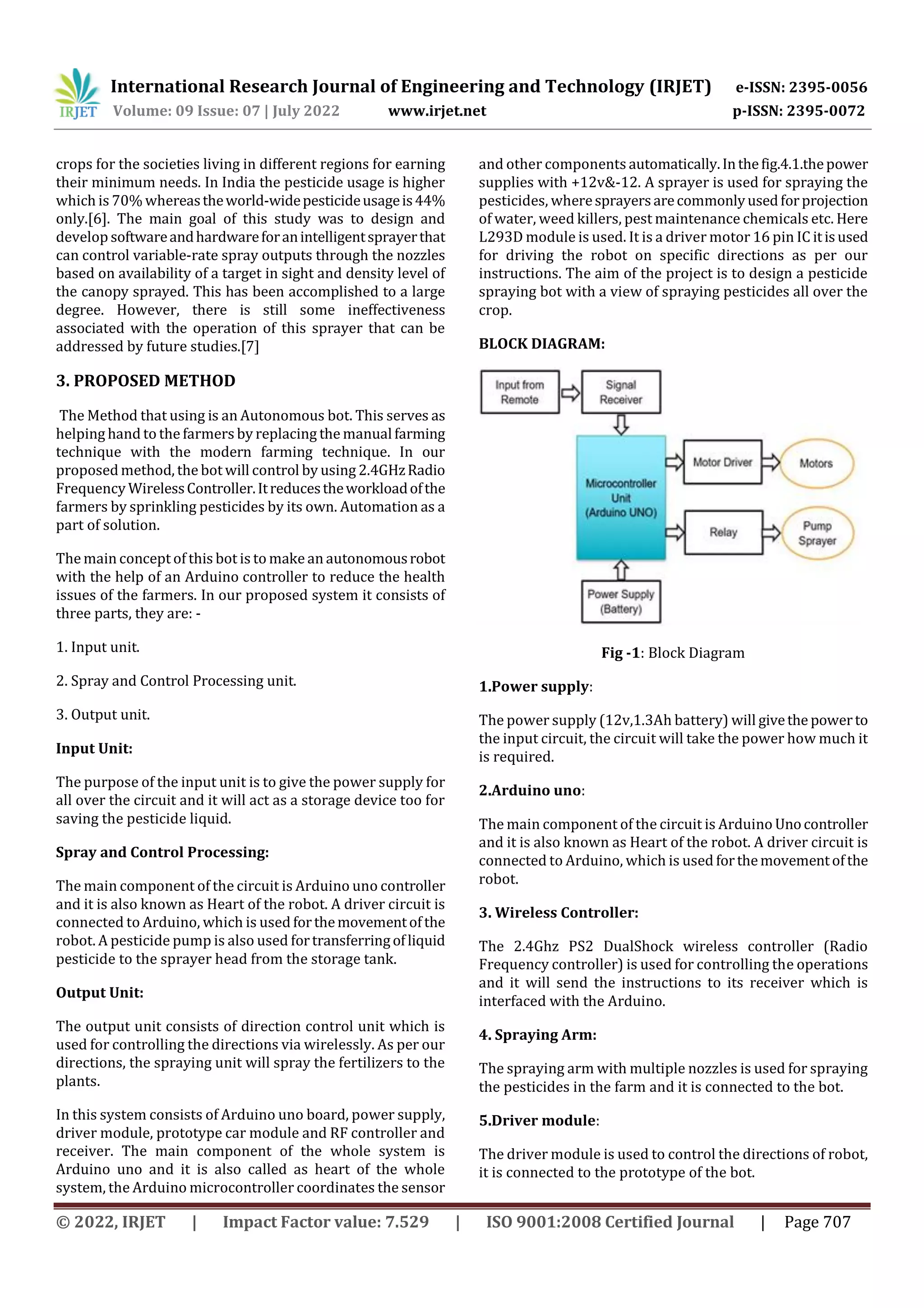 Smart Pesticide Spraying Robot | PDF