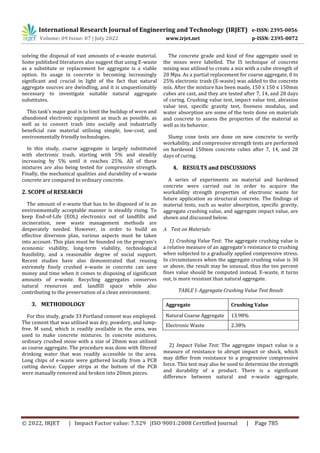 Analysis of E-waste recycling in Green Concrete | PDF
