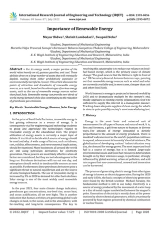 Importance of Renewable Energy | PDF