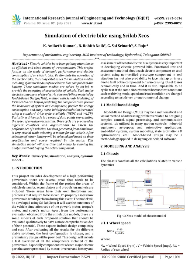 Simulation of electric bike using Scilab Xcos | PDF