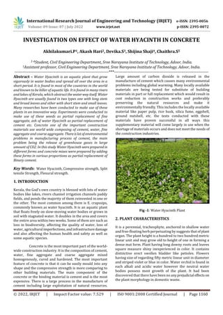 INVESTIGATION ON EFFECT OF WATER HYACINTH IN CONCRETE | PDF