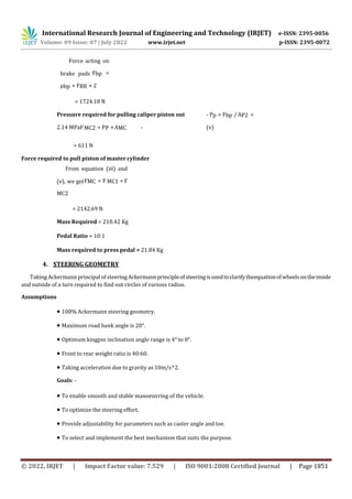 Design and Analysis of Braking and Steering of a Go-Kart | PDF