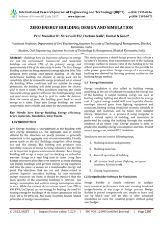 ZERO ENERGY BUILDING; DESIGN AND SIMULATION | PDF