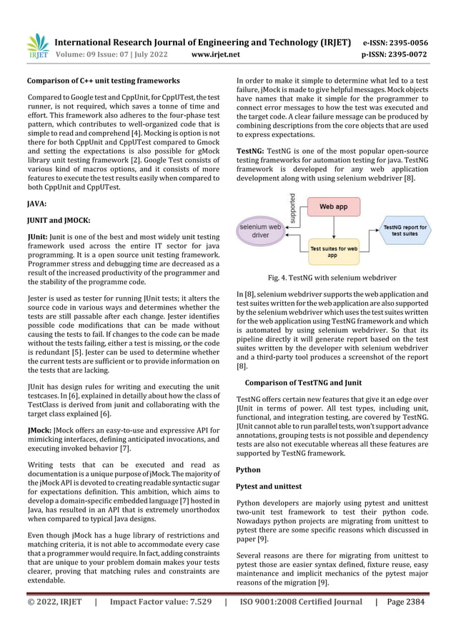Unit Testing Frameworks: A comparative study | PDF