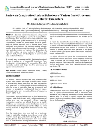 Review on Comparative Study on Behaviour of Various Dome Structures for ...