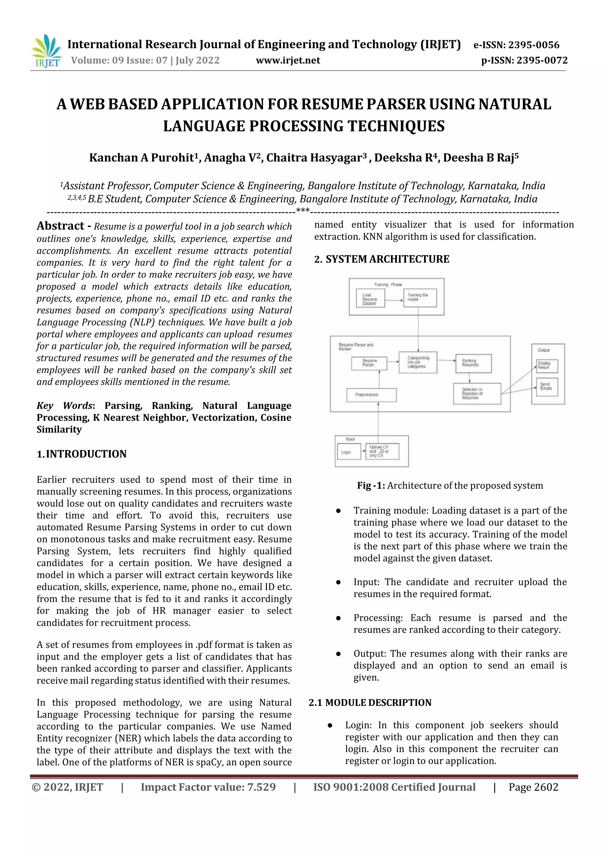 A WEB BASED APPLICATION FOR RESUME PARSER USING NATURAL LANGUAGE ...