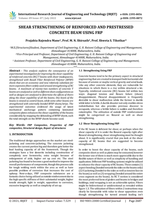 SHEAR STRENGTHENING OF REINFORCED AND PRESTRESSED CONCRETE BEAM USING ...