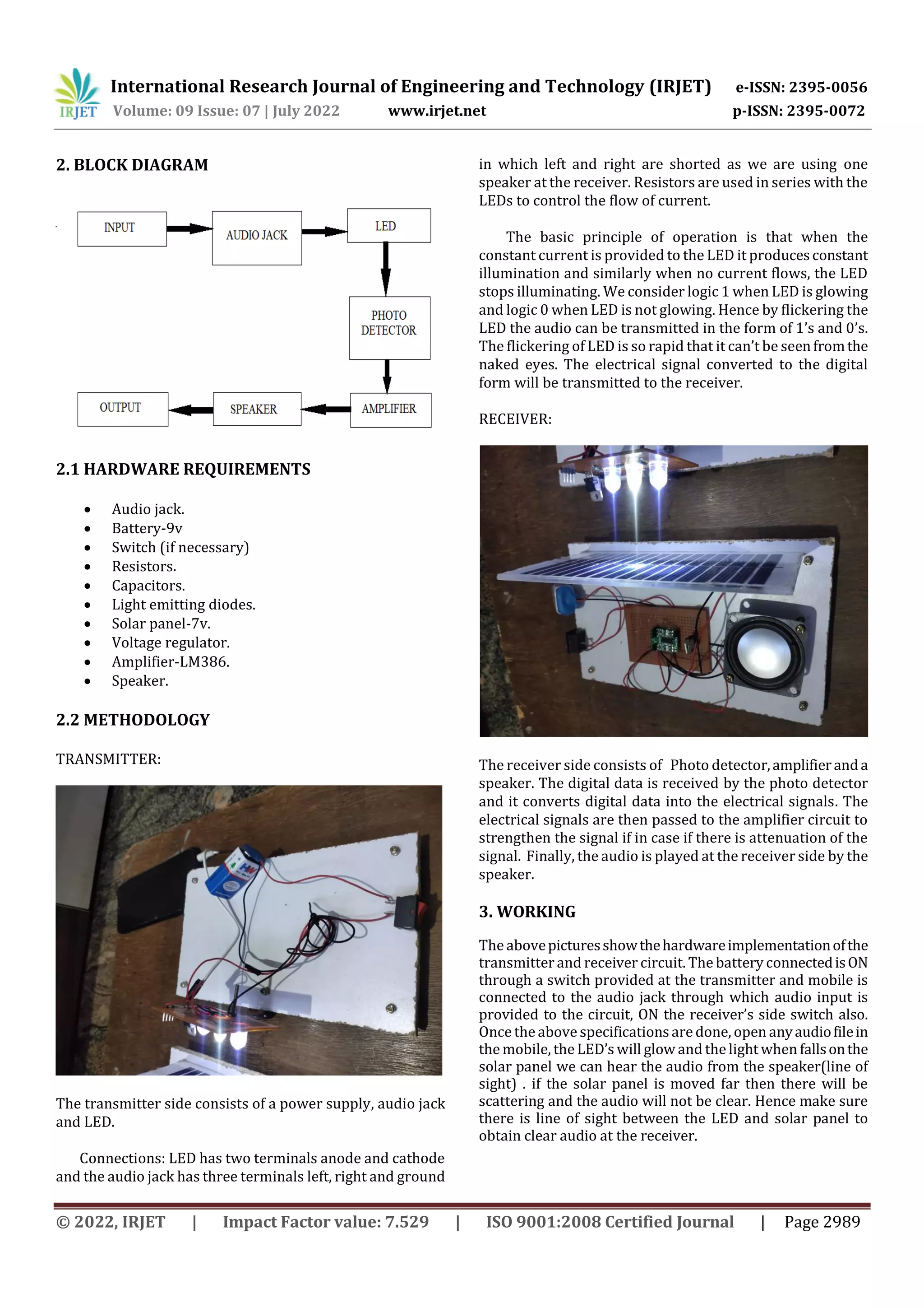 AUDIO TRANSMISSION USING LIGHT FIDELITY | PDF