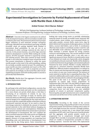 Experimental Investigation in Concrete by Partial Replacement of Sand ...