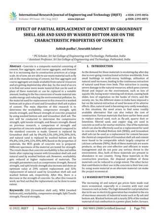 EFFECT OF PARTIAL REPLACEMENT OF CEMENT BY GROUNDNUT SHELL ASH AND SAND ...