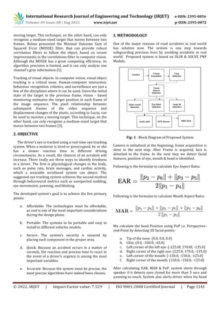 Driver Drowsiness and Alert System using Image Processing & IoT | PDF