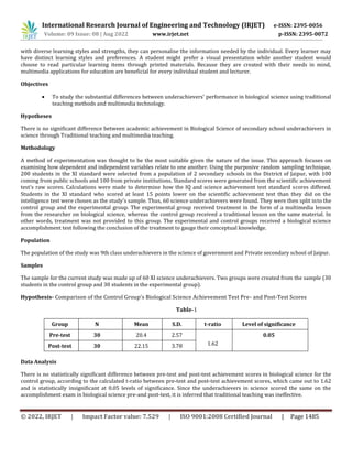 Use of Traditional Teaching Methods and Multimedia Techniques in ...